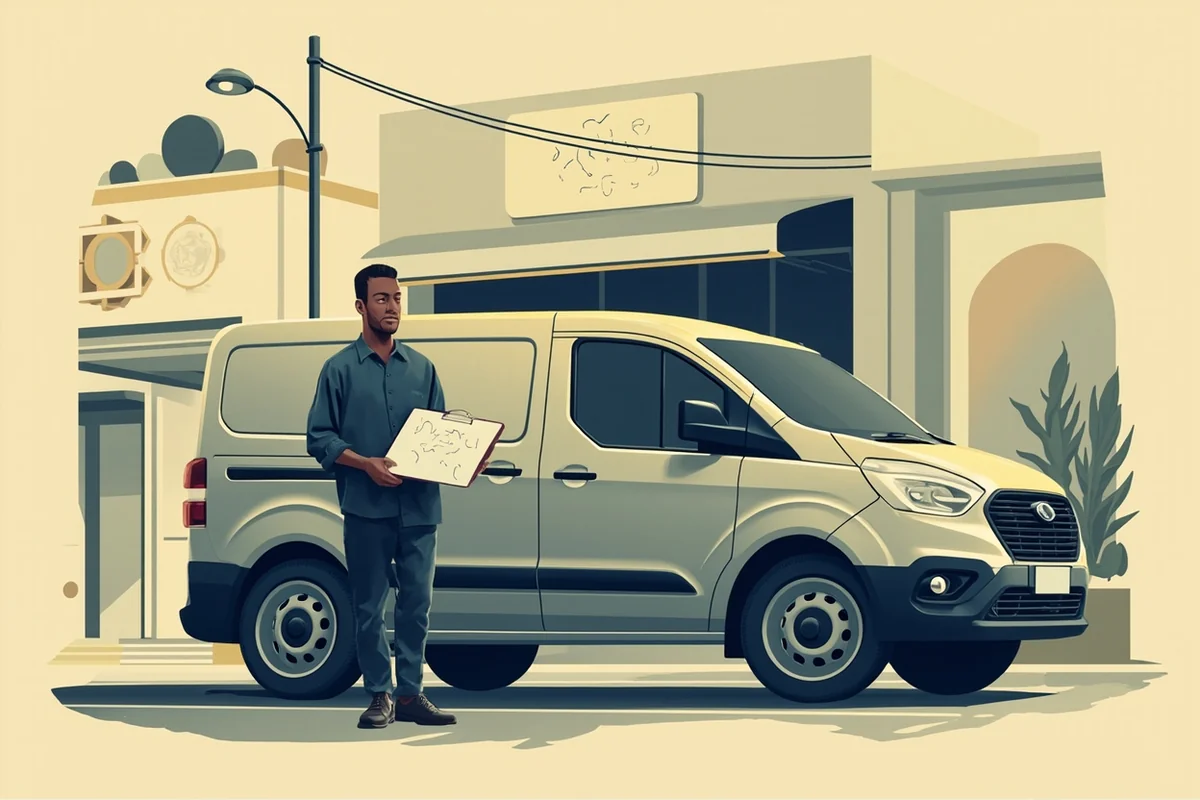 Ilustração de duas linhas paralelas de fluxo de caixa de pequena empresa — superior crescente (consórcio com parcela menor preservando caixa) e inferior com queda (financiamento bancário) — convergindo em um utilitário novo.